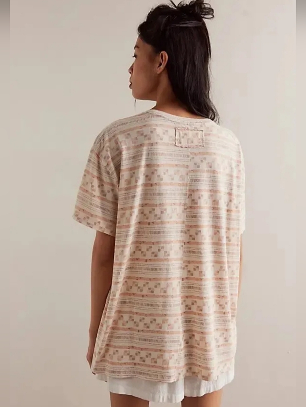 Nwt Free People Nina Oversized Tee S Beige Boho Festival Slouchy Tee - Picture 5 of 14